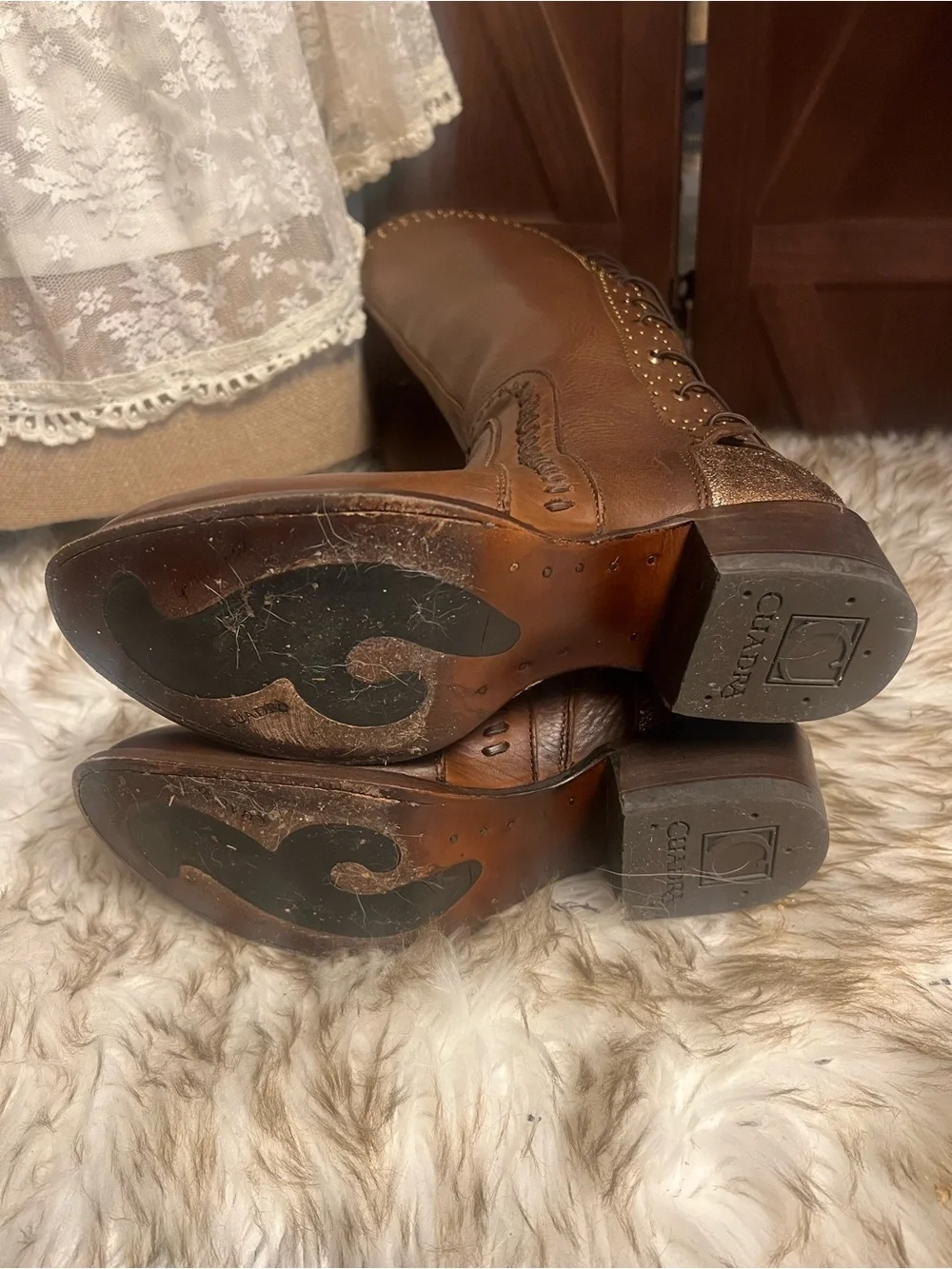 Caudra leather Women's Tall Brown Lace-Up Riding Boots
